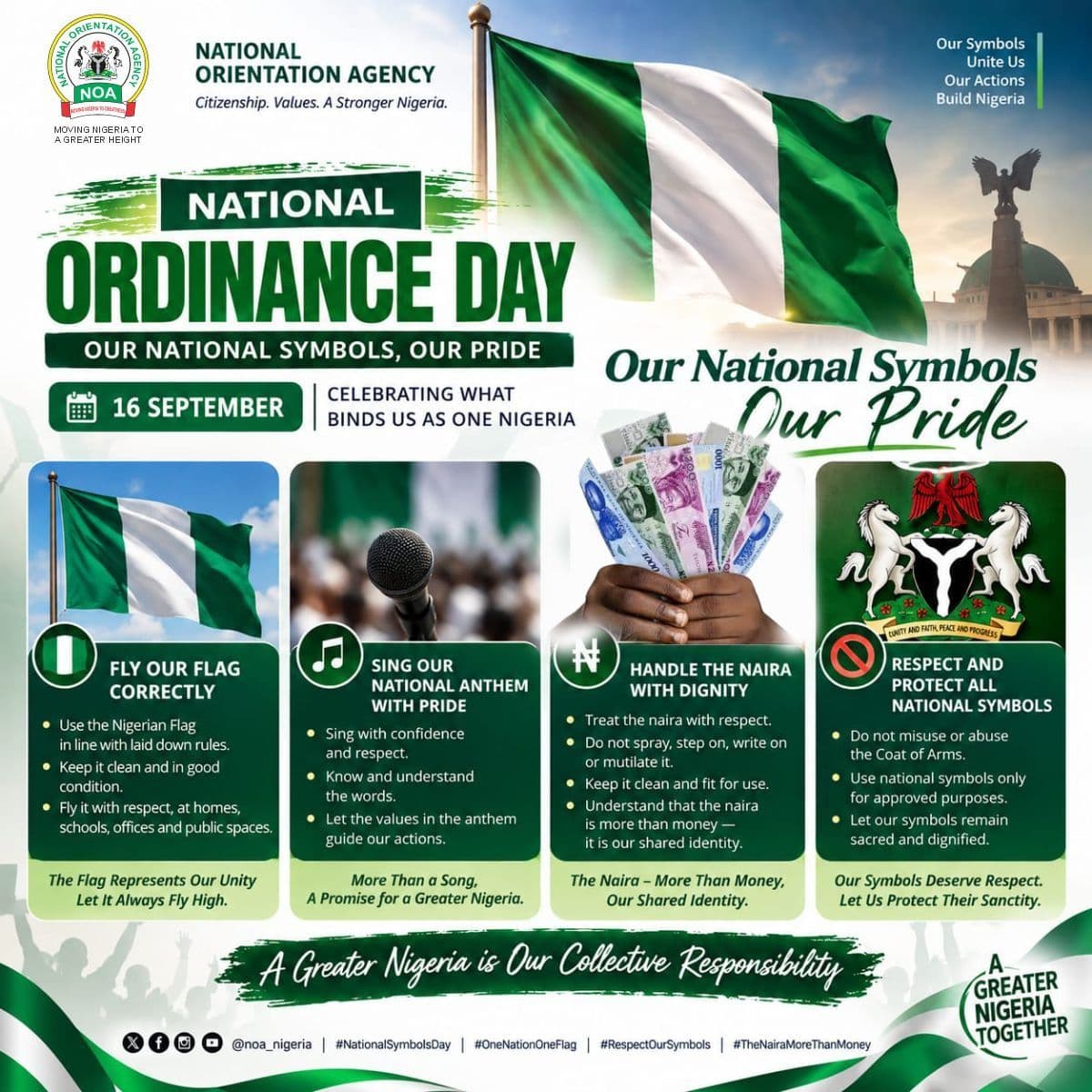 NOA CALLS FOR GREATER RESPECT FOR COUNTRY'S NATIONAL SYMBOLS